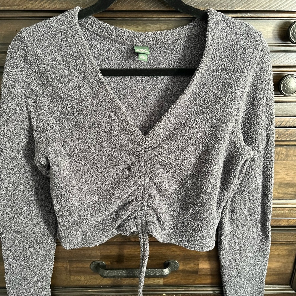 Wild Fable Charcoal Textured V-Neck Top